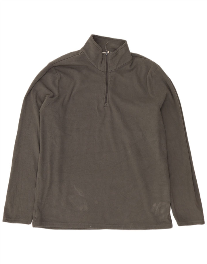 MOUNTAIN WAREHOUSE Herren-Fleecepullover mit Reißverschluss am Hals, großes graues Polyester