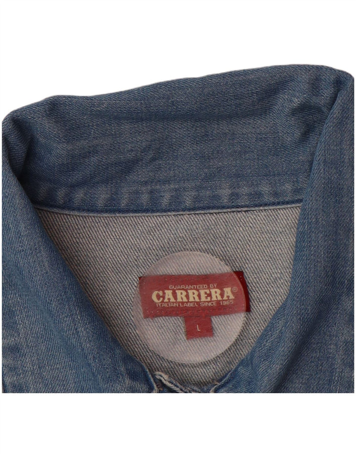 CARRERA Womens Denim Jacket UK 16 Large Blue Cotton