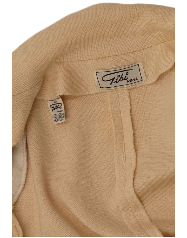Gibi Womens Knit Double Breasted Blazer Jacket IT 44 Medium Beige Wool