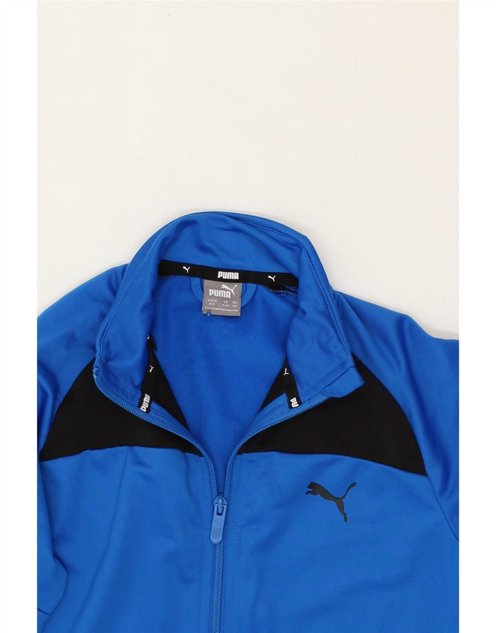 PUMA Boys Tracksuit Top Jacket 11-12 Years Blue Colourblock Polyester Vintage Puma and Second-Hand Puma from Messina Hembry 