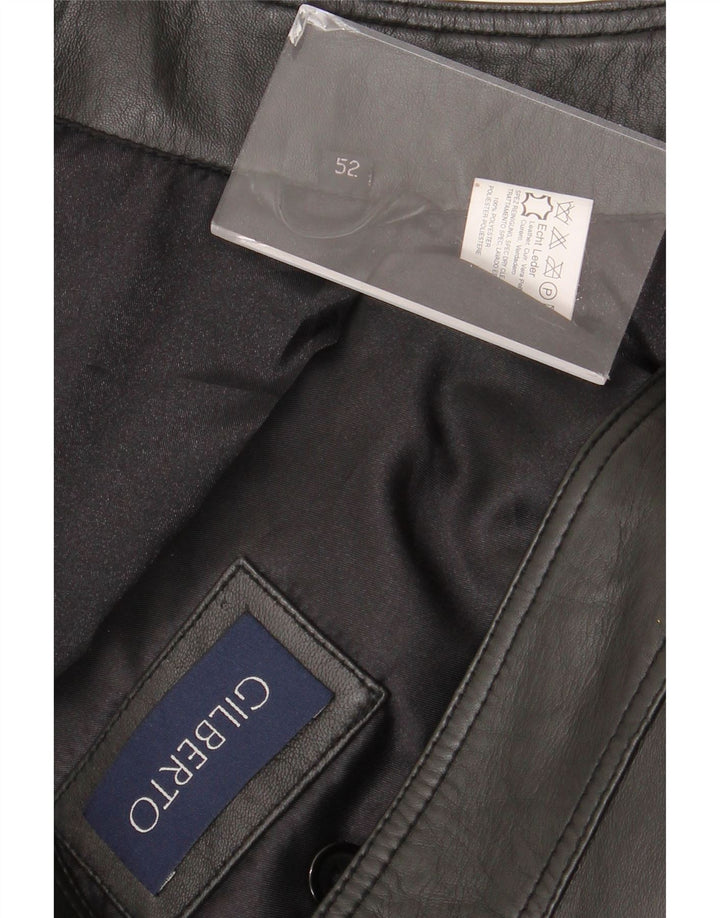 Gilberto Mens Leather Gilet IT 54 2XL Black Leather