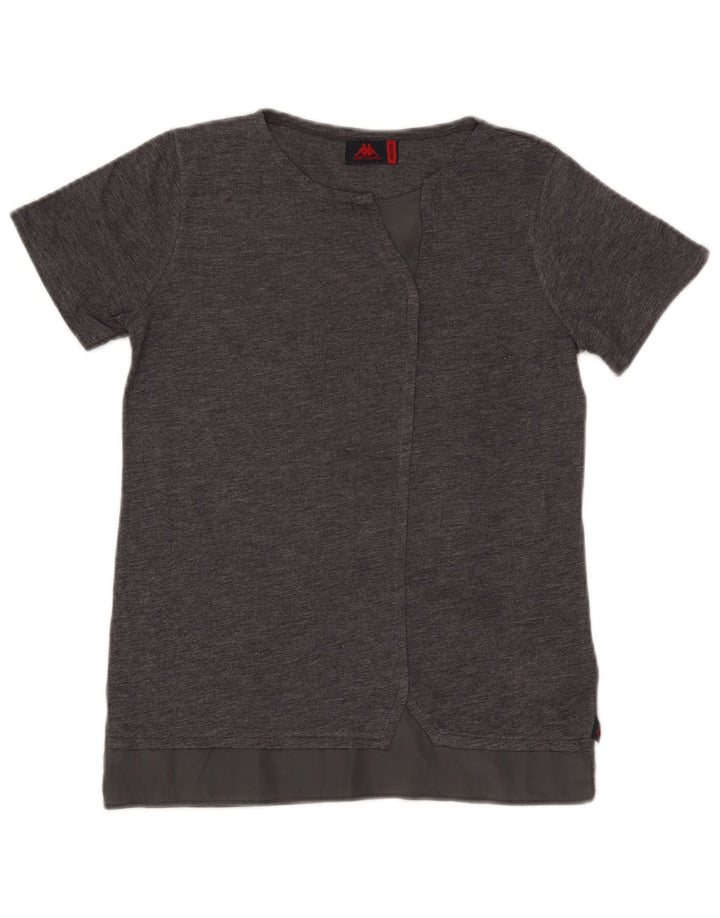 Kappa T-Shirt Femme Top UK 12 Gris Moyen Polyester