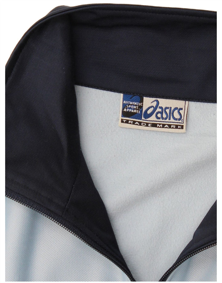 Asics Mens Tracksuit Top Jacket Medium Navy Blue Colourblock