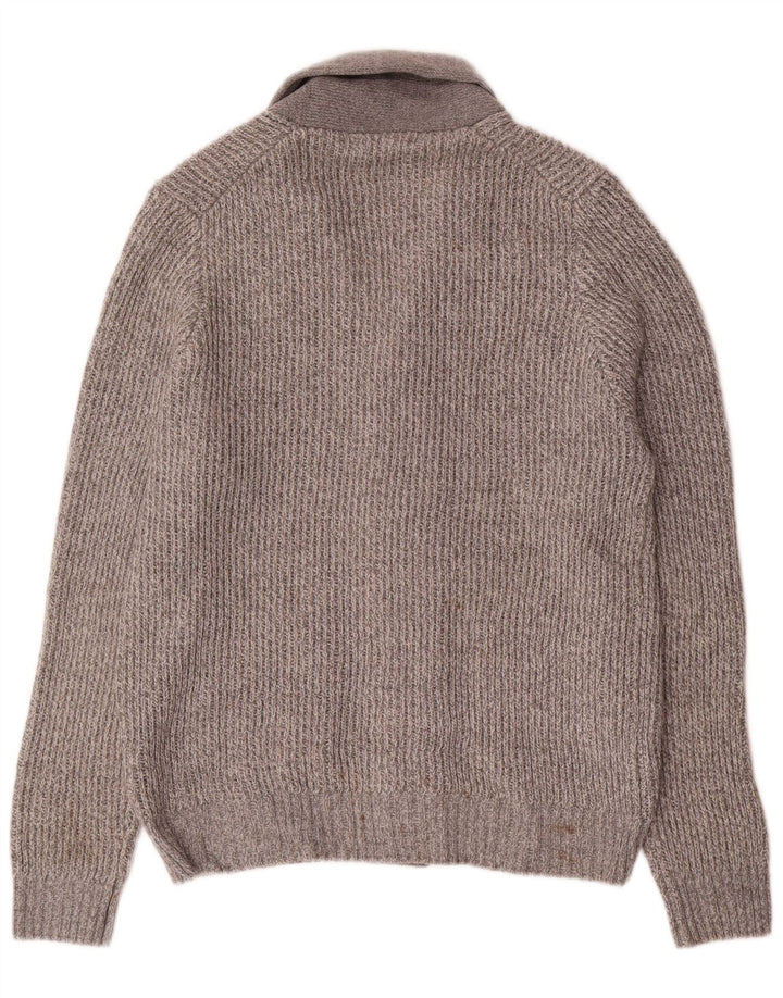 Marks & Spencer Męski sweter rozpinany Średni szary, nakrapiany akryl