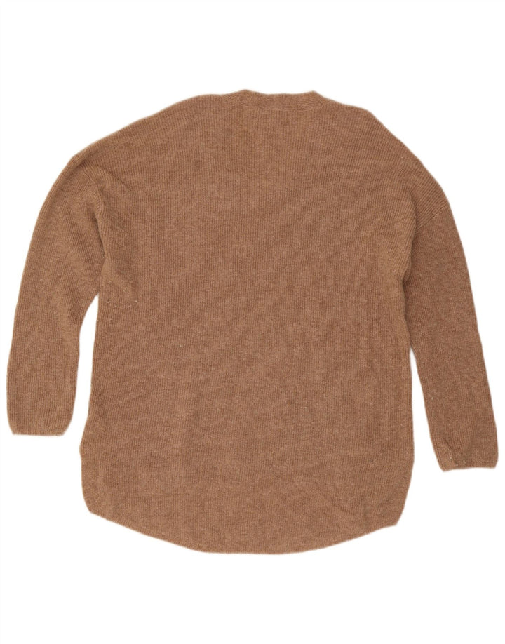 Marks & Spencer Womens Autograph V-Neck Jumper Sweater UK 14 Medium Beige