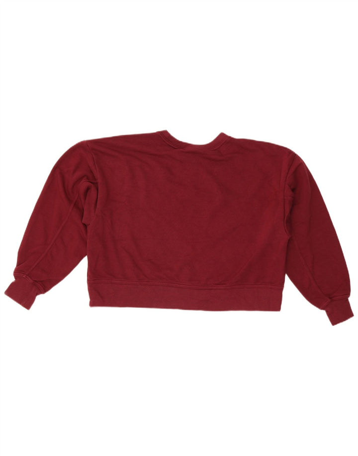 NIKE Womens Oversized Graphic Crop Sweatshirt Jumper UK 10 Small Maroon