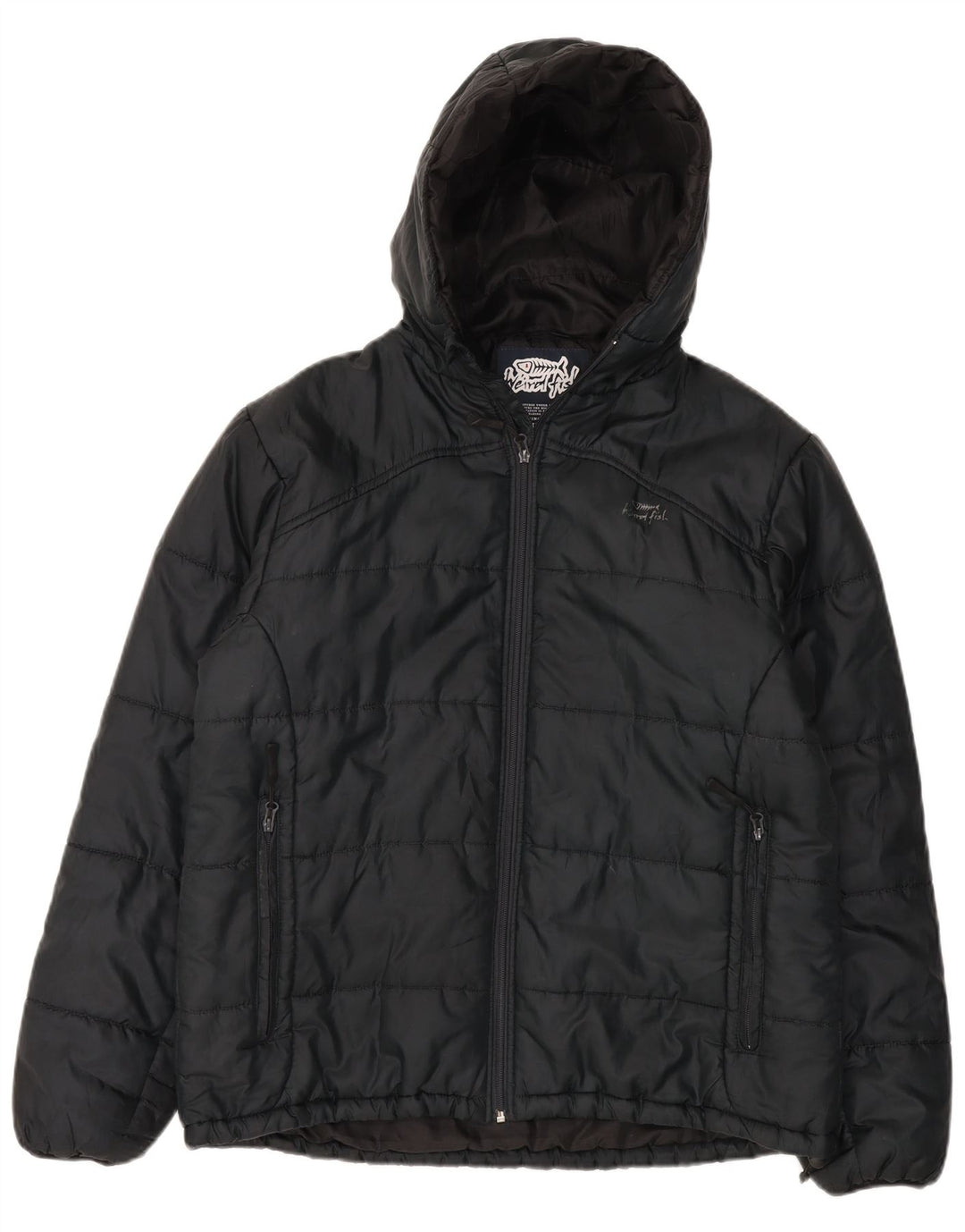 Weird Fish Mens Hooded Padded Jacket UK 38 Medium Black Polyester