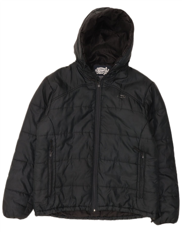 Weird Fish Mens Hooded Padded Jacket UK 38 Medium Black Polyester