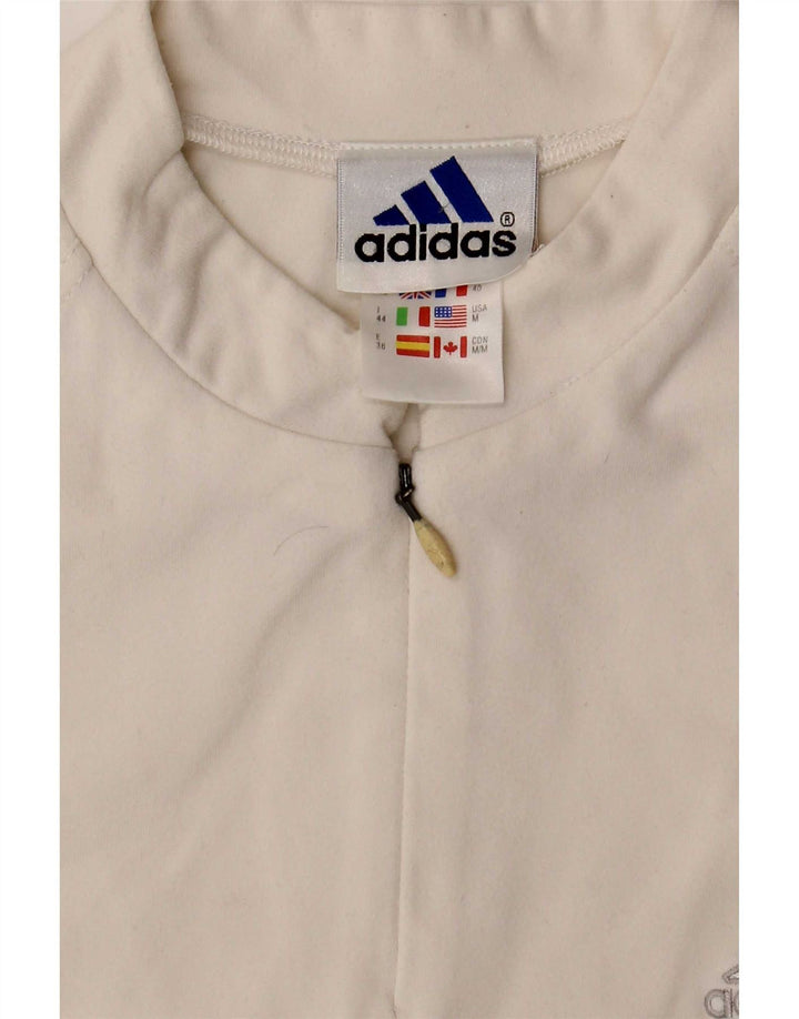 Canotta Adidas da donna con collo e zip UK 12 poliestere bianco medio