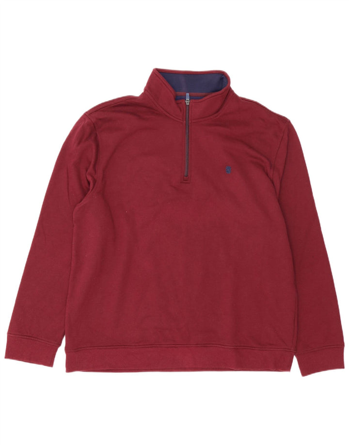 IZOD Mens Zip Neck Sweatshirt Jumper XL Burgundy Polyester