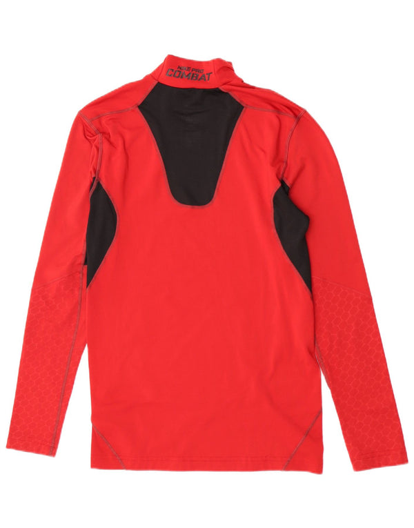 Nike Mens Dri Fit grafikus felső, hosszú ujjú, közepesen piros színfoltos sport