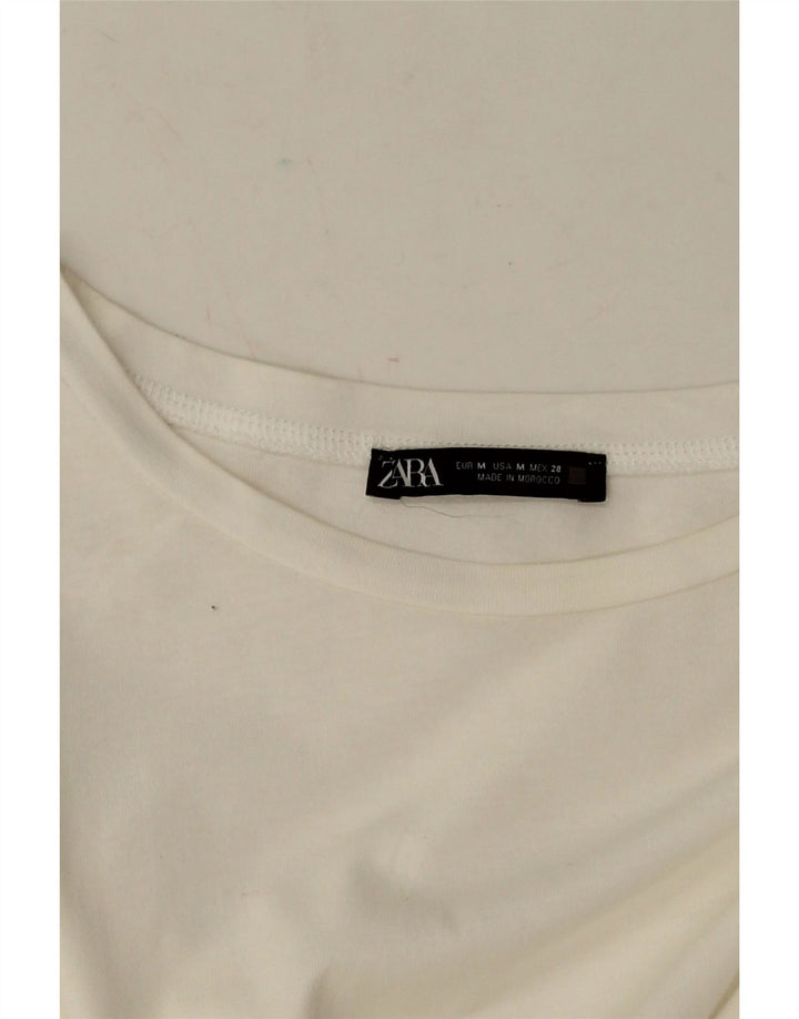 ZARA Damen Blusenoberteil UK 14 Mittelweiß Farbblock