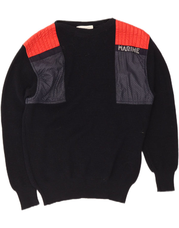 JC De Castelbajac Mens Iceberg Barco Cuello Jersey Suéter Pequeño Negro
