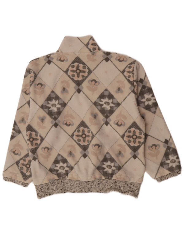 American Place Dame Fleece Jumper UK 14 Medium Beige Floral Polyester