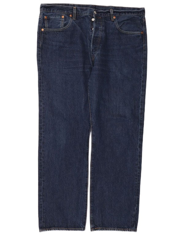 Levi's Mens 501 egyenes farmer W38 L30 sötétkék pamut