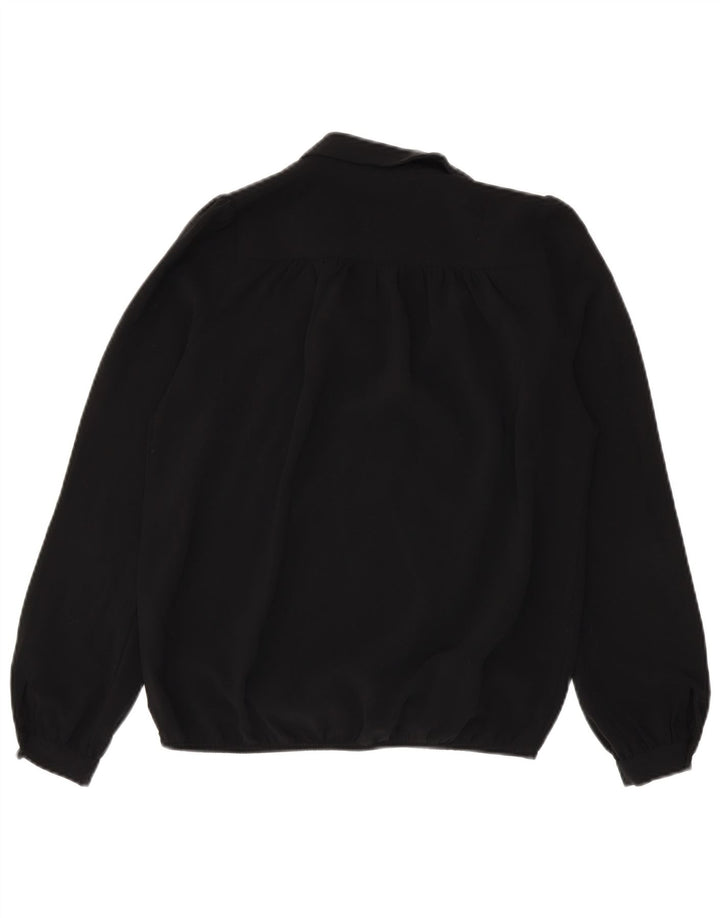 Sisley Damen-Langarm-Blusenoberteil in Übergröße, UK 6, XS, Schwarz, Polyester