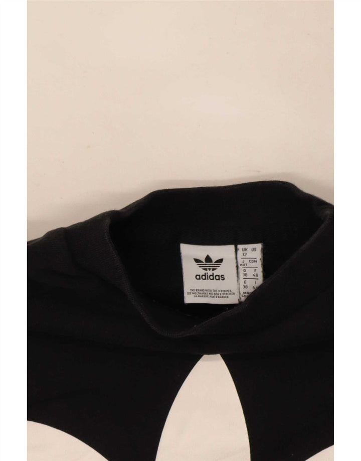 Adidas Womens Graphic Sweatshirt Jumper UK 12 Medium Black