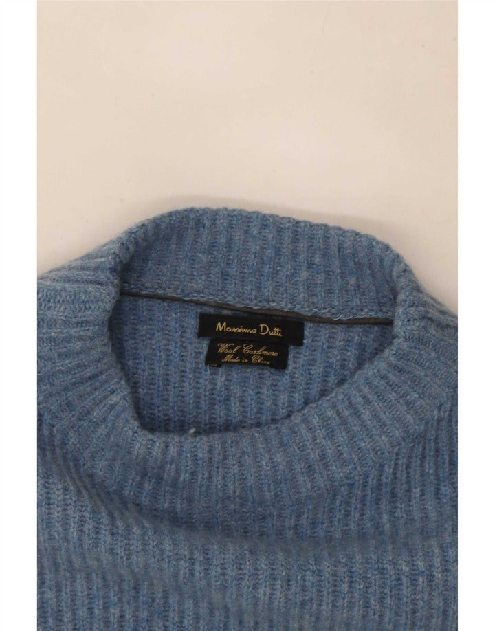 Massimo Dutti Herre Turtle Neck Jumper Sweater Medium Blue Wool