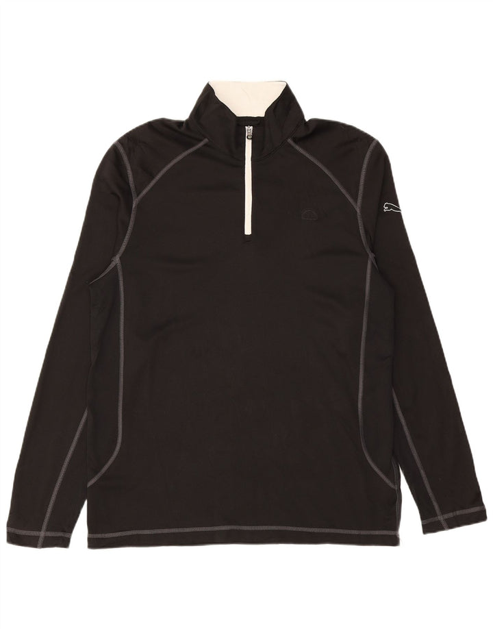 Puma Herre Zip Neck Pullover Træningsdragt Top Stor Sort