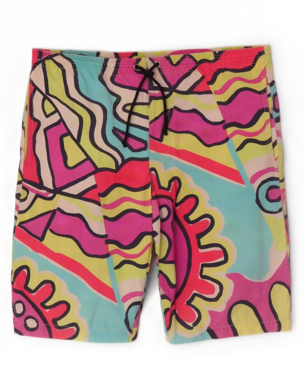 Belfe Mens Abstract Pattern Swimming Shorts W40 XL Multicoloured Cotton