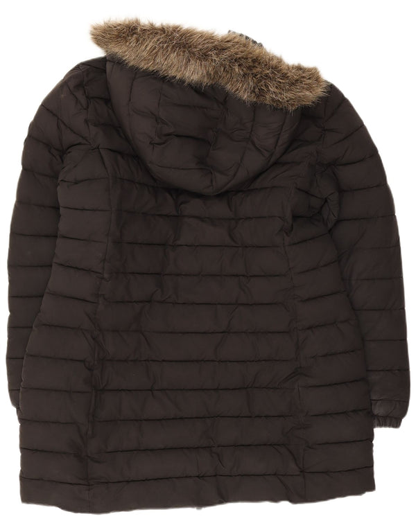 Superdry Manteau rembourré à capuche pour femme UK 16 Large Noir Polyester