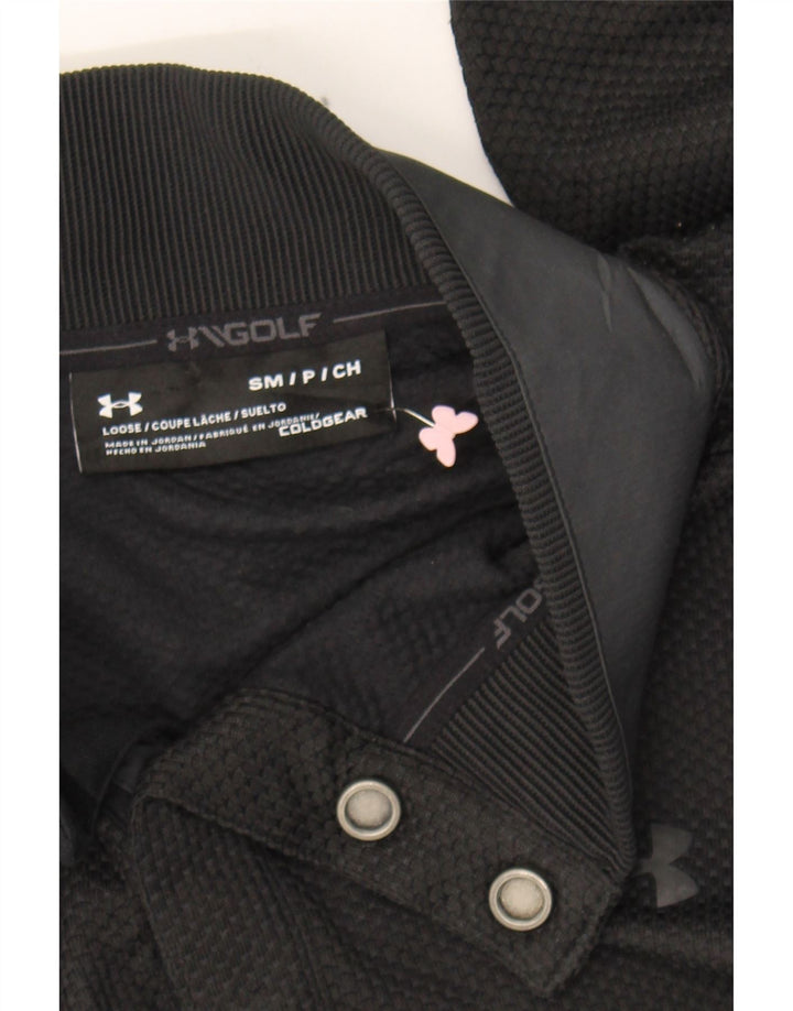 UNDER ARMOUR Mens Cold Gear Button Neck Sweatshirt Jumper Small Black Vintage Under Armour and Second-Hand Under Armour from Messina Hembry 