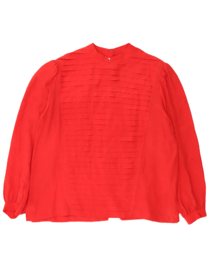Vintage Womens Shirt Blouse EU 42 Large Red Silk