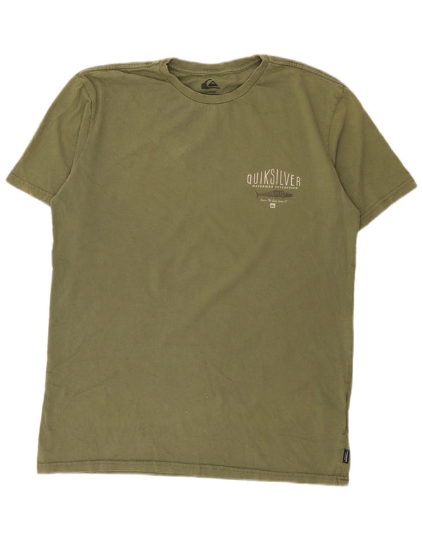 Quiksilver Mens Regular Fit Graphic T-Shirt Top Medium Khaki Cotton