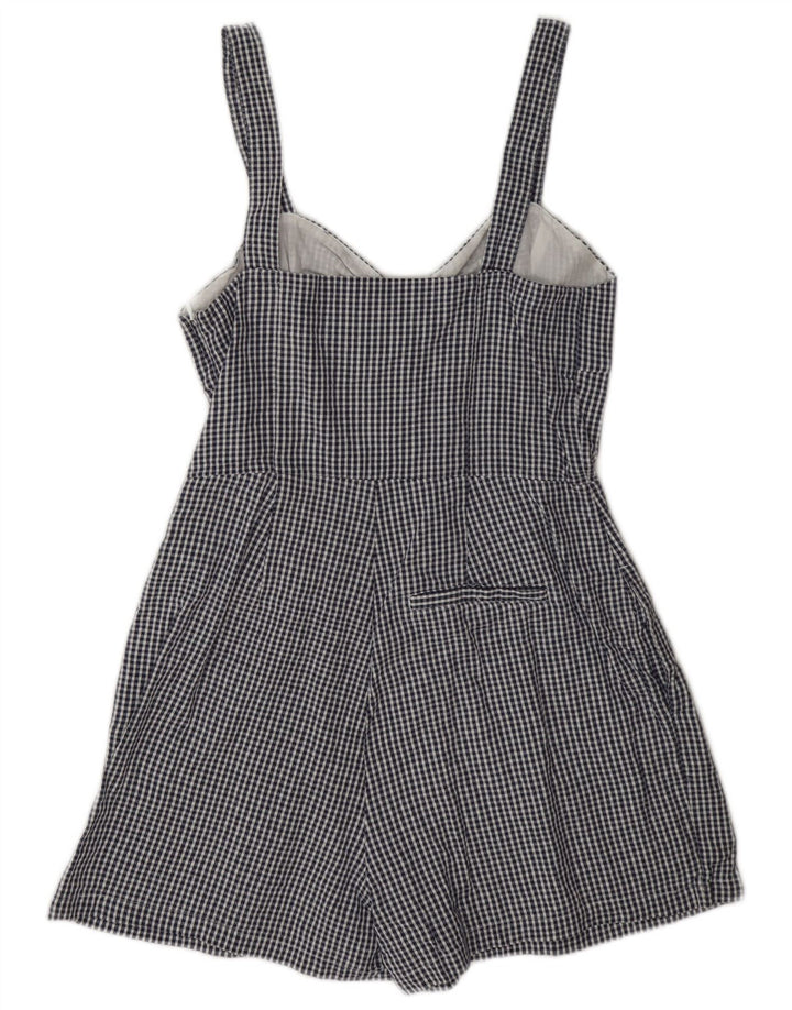 Jack Wills Womens Sleeveless Regular Playsuit UK 10 Small Blue Check Cotton
