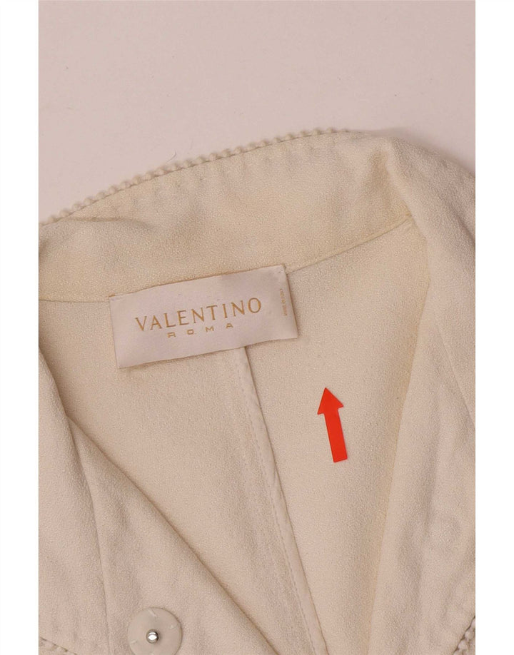 Valentino Dame Crop 1 Knap Blazer Jakke IT 44 Medium Off White Bomuld