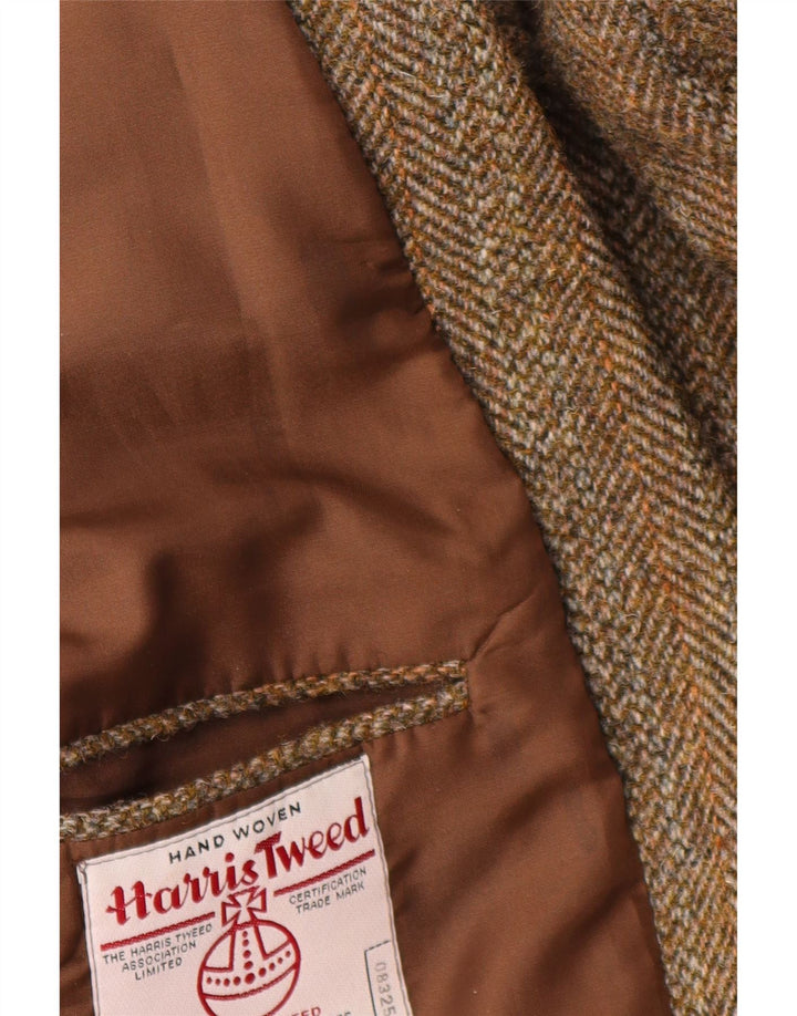 Harris Tweed Veste Blazer 2 Boutons pour Homme UK 44 2XL Laine à Chevrons Marron
