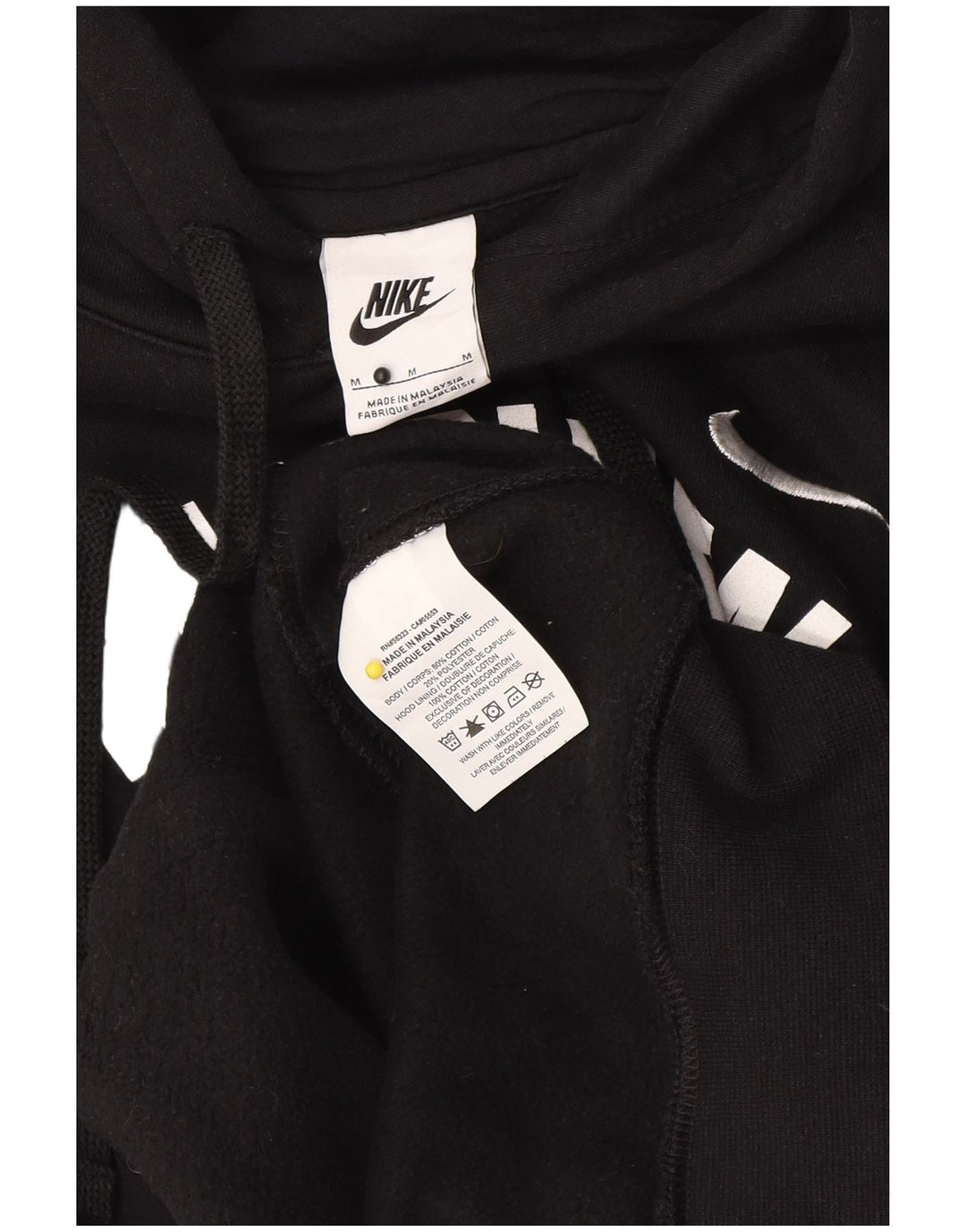 Nike Mens Graphic Hoodie Jumper Medium Black Cotton