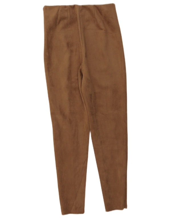 Zara Womens Slim High Waist Trousers Medium W28 L27 Brown Polyester