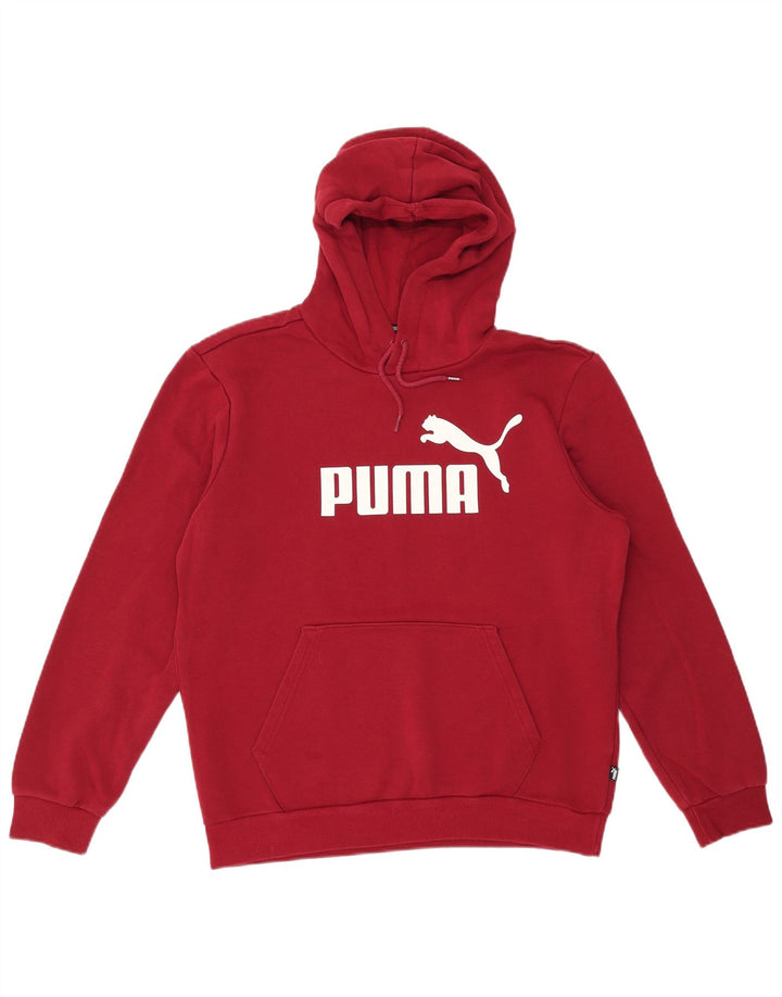 PUMA Mens Graphic Hoodie Jumper Medium Maroon Cotton