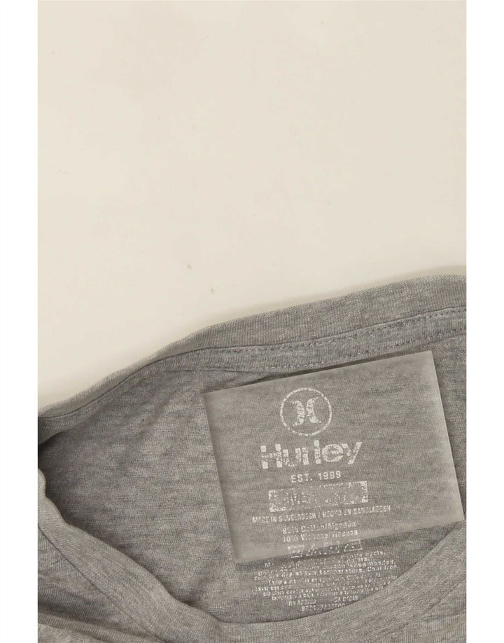 Hurley Mens Graphic T-Shirt Top Medium Grey Flecked