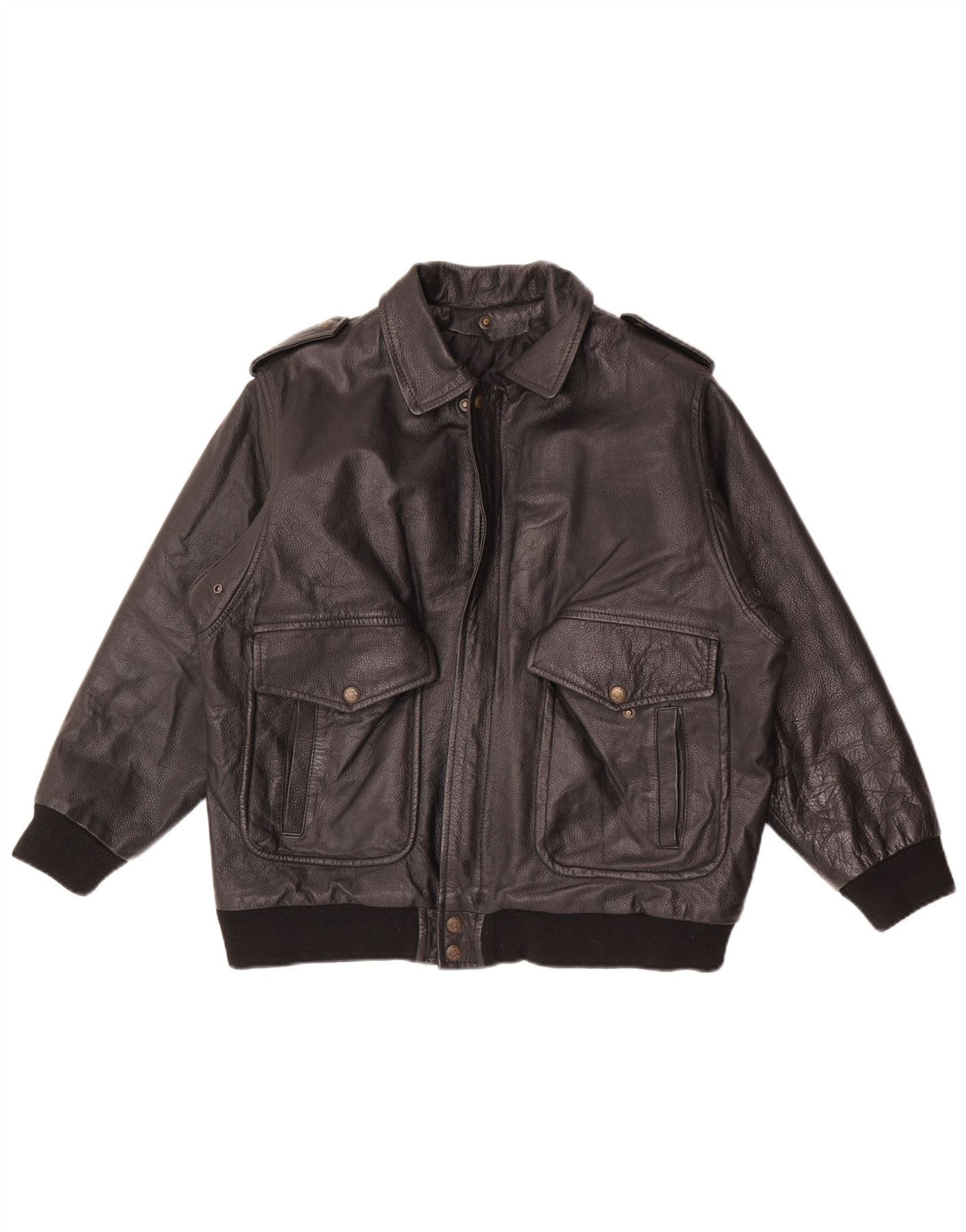 Vintage Herre Military Læderjakke UK 36 Small Black