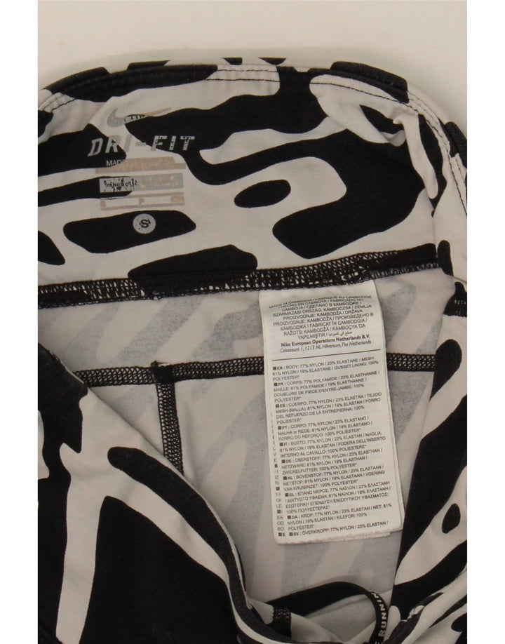 NIKE Womens Dri Fit Abstract Pattern Leggings UK 8 Small  Black Nylon