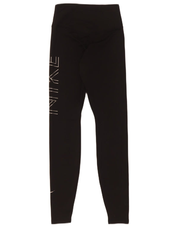 Leggings grafici Nike Dri Fit da donna UK 4 XS poliestere nero