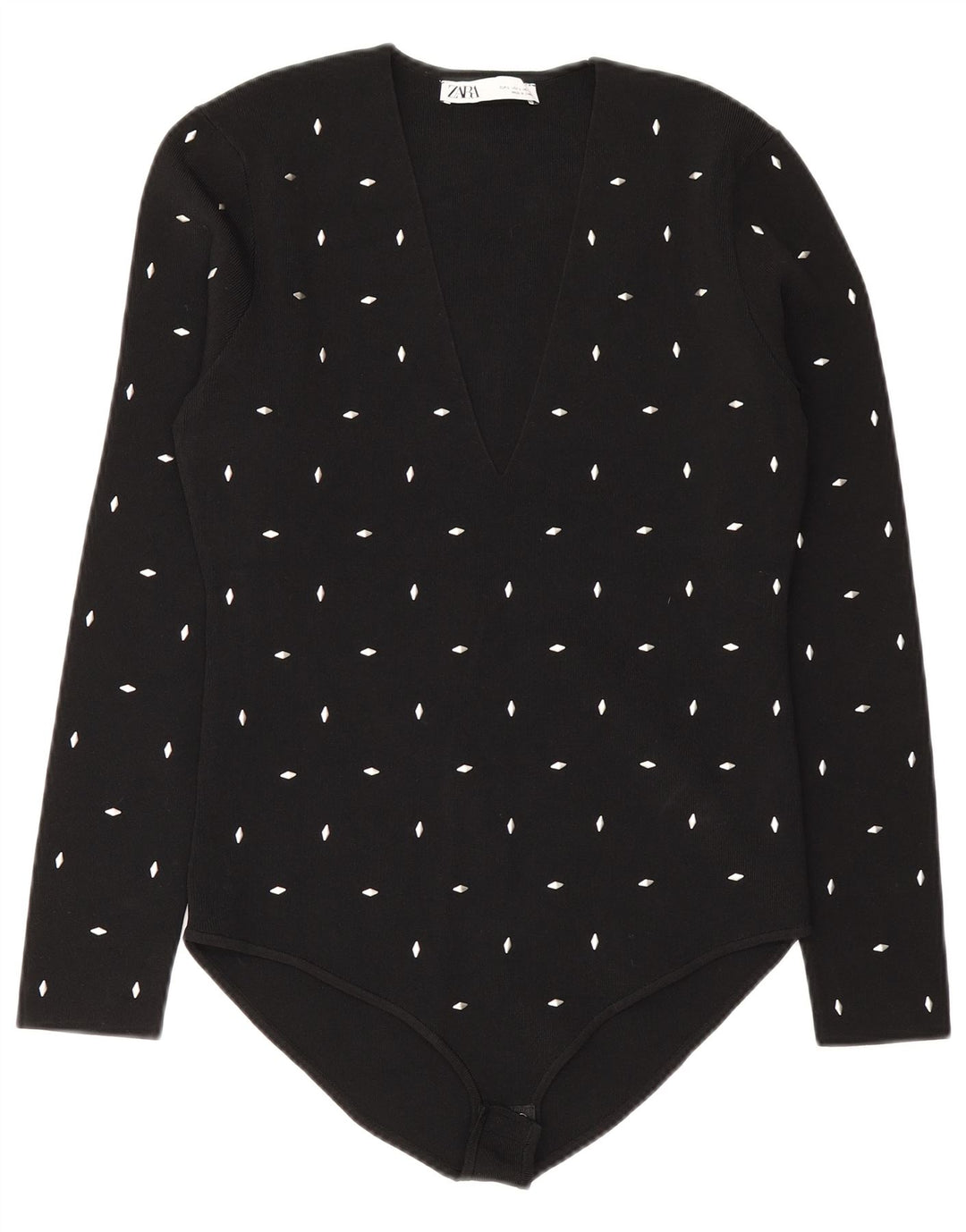 Zara Womens Bodysuit UK 14 Large Black Viscose