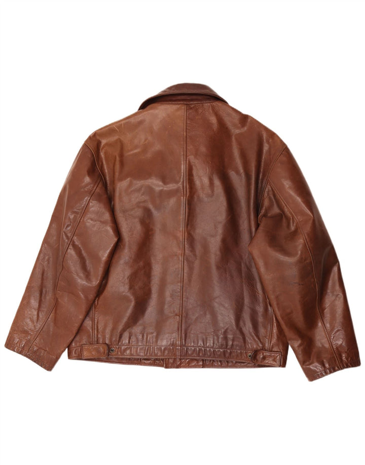 Herman & Sons Herren Lederjacke IT 50 Large Braun
