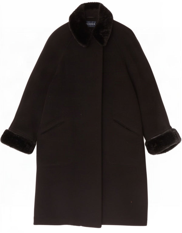 ALEXON Oversize overfrakke til kvinder UK 12 Medium Black Wool
