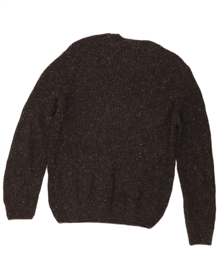 Zara Mens Crew Neck Jumper Sweater Medium Grey Flecked Wool