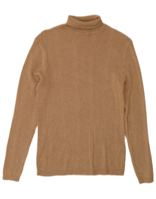 Marks & Spencer Womens Roll Neck Jumper Sweater UK 10 Small Beige Viscose