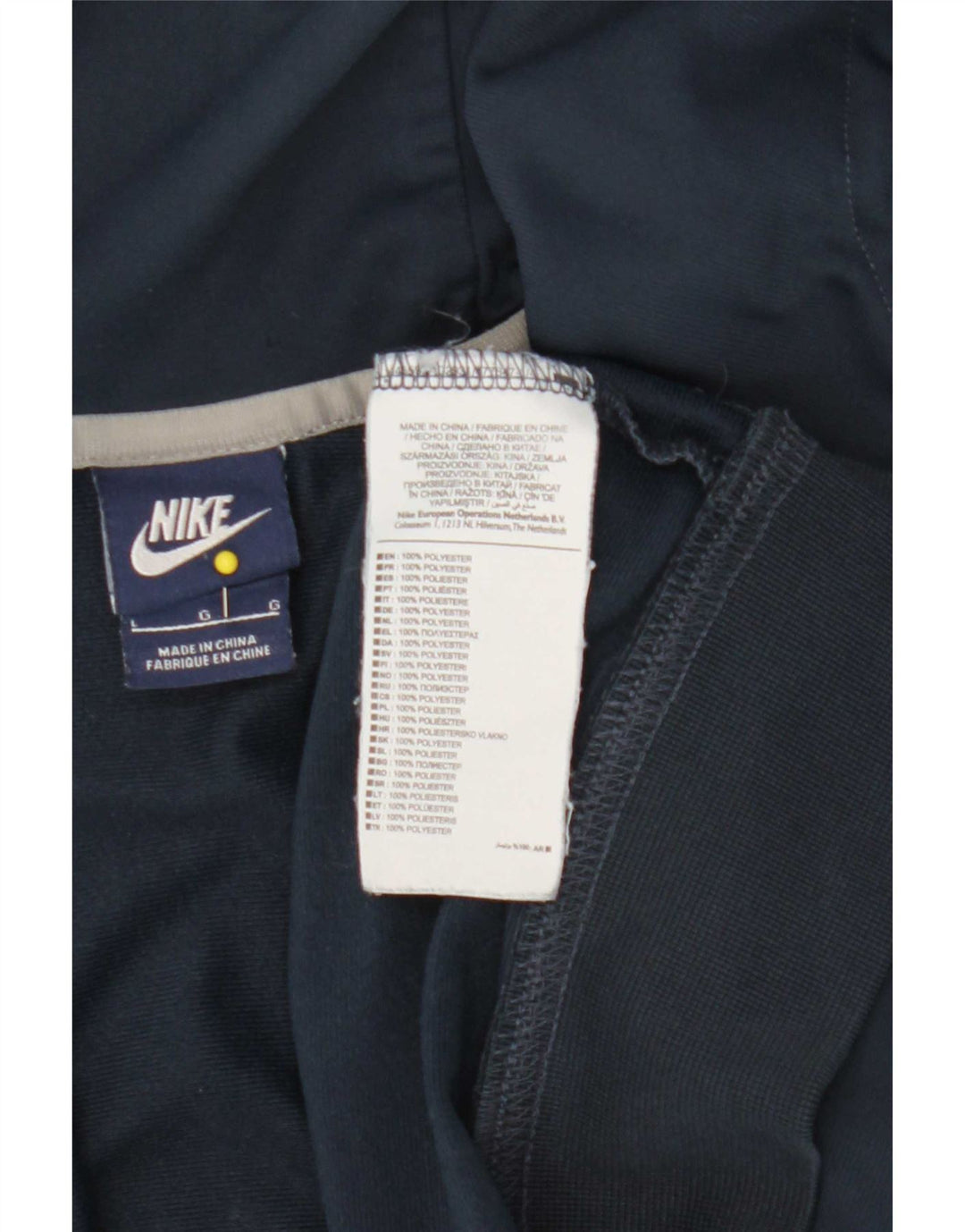 Nike Mens Zip Hoodie Sweater Large Navy Blue Colourblock Polyester