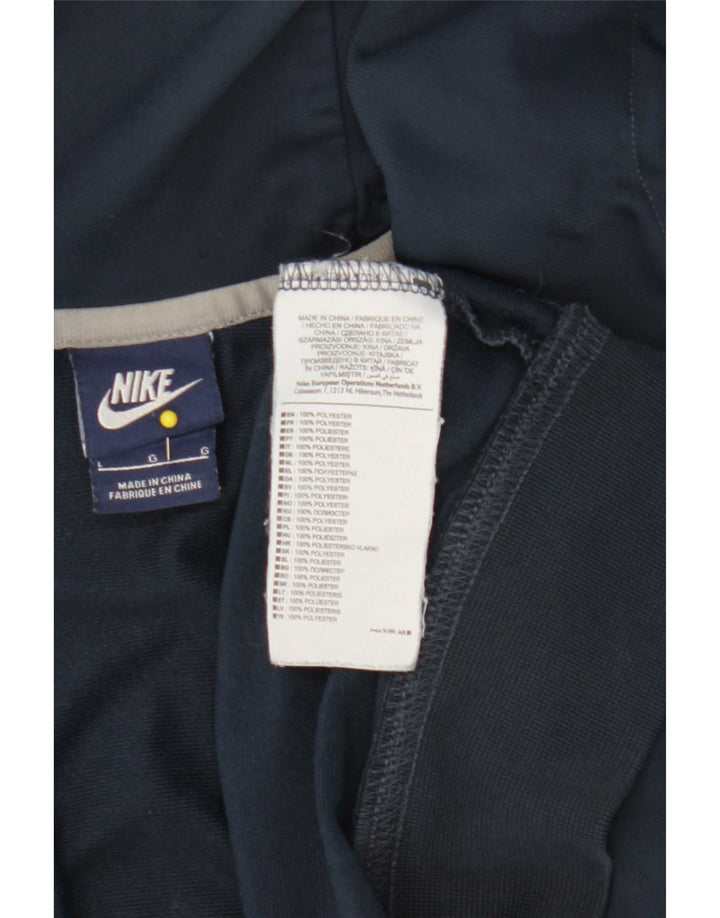 Nike Mens Zip Hoodie Sweater Large Navy Blue Colourblock Polyester