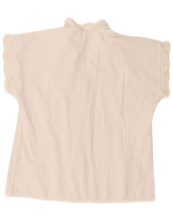 Vintage Womens Short Sleeve Shirt Blouse EU 38 Medium White