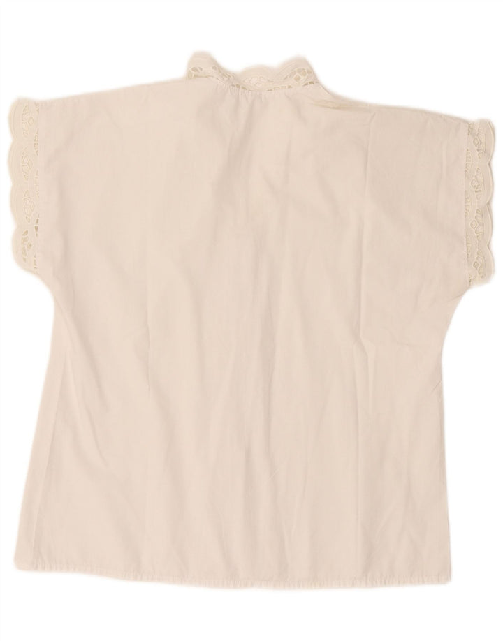 Vintage Womens Short Sleeve Shirt Blouse EU 38 Medium White