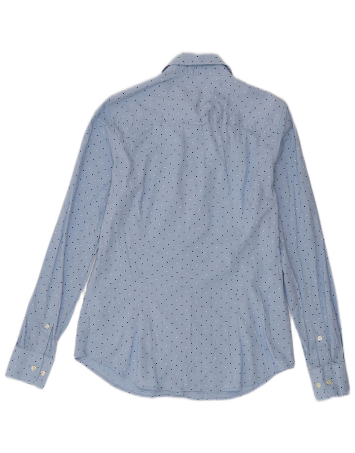 Gant Womens Shirt UK 8 Small Blue Spotted Cotton