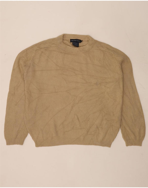 Calvin Klein Jeans Herre Loose Fit Crew Neck Jumper Sweater Medium Beige