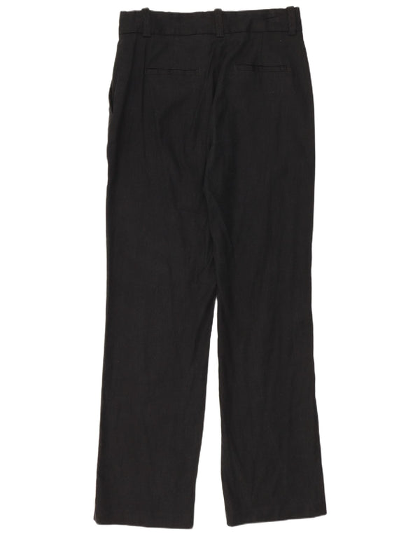 Massimo Dutti Womens Straight Chino Trousers EU 36 XS W26 L28 Black Linen